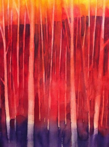 Pittura intitolato "Trees red shape" da Alessandro Andreuccetti, Opera d'arte originale