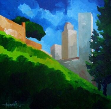 Painting titled "Le torri all'improv…" by Alessandro Andreuccetti, Original Artwork