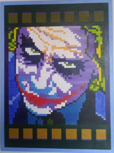 Pintura intitulada "Coringa Pixel Art" por Alessandro Bortolini, Obras de arte originais, Acrílico