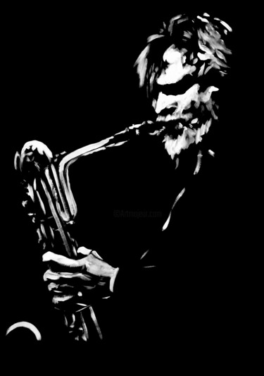 Painting titled "Gerry Mulligan" by Alessandro Curadi, Original Artwork, Acrylic Mounted on artwork_cat.