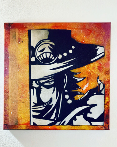 Painting titled "PORTGAS D.ACE" by Alessandro Fanfani, Original Artwork, Spray paint Mounted on Wood Panel