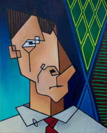 Painting titled "PPP (Pier Paolo Pas…" by Alessandro Flavio Bruno, Original Artwork, Oil Mounted on Wood Stretcher frame