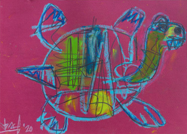 Dessin intitulée "Demon turtle" par Alessandro Flavio Bruno, Œuvre d'art originale, Pastel