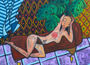 Painting titled "Dormeuse" by Alessandro Flavio Bruno, Original Artwork, Acrylic Mounted on Wood Stretcher frame