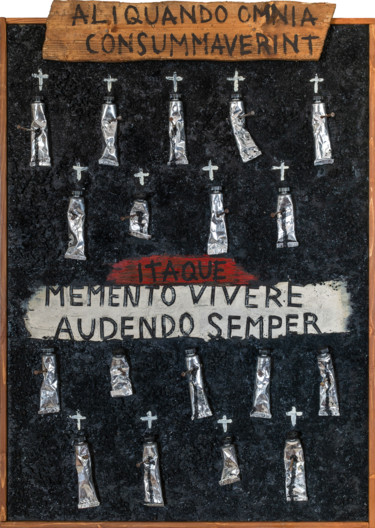 Peinture intitulée "Memento vivere" par Alessandro Flavio Bruno, Œuvre d'art originale, Acrylique Monté sur Panneau de bois