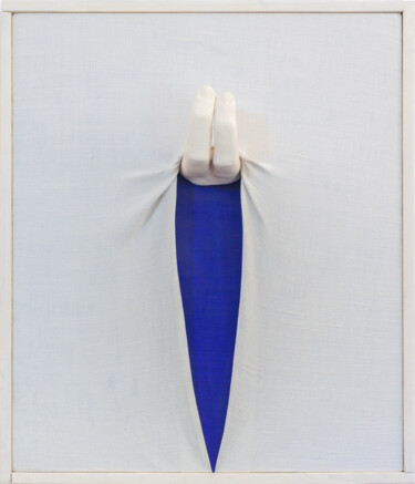 Peinture intitulée "Blu n°2" par Alessandro Flavio Bruno, Œuvre d'art originale, Terre cuite Monté sur Panneau de bois