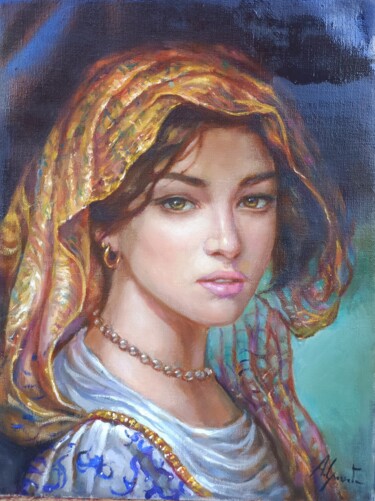 Painting titled "L'odalisca" by Alessandro Granata, Original Artwork, Oil