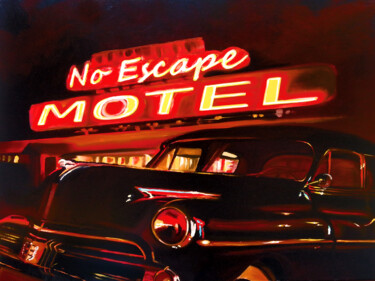 Painting titled "NO ESCAPE MOTEL" by Alessandro Iberti, Original Artwork, Oil