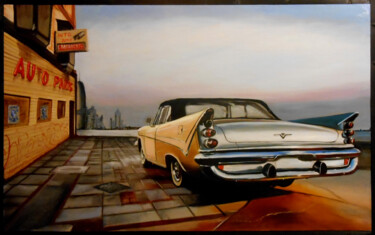 Painting titled "AUO PARTS" by Alessandro Iberti, Original Artwork, Oil Mounted on Wood Panel