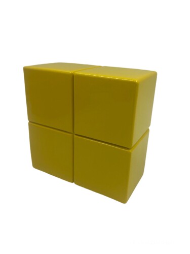 Sculpture intitulée "Alter Ego Cubes Yel…" par Alessandro Piano, Œuvre d'art originale, Résine