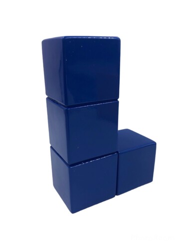 Scultura intitolato "Alter Ego Cubes Blue" da Alessandro Piano, Opera d'arte originale, Resina