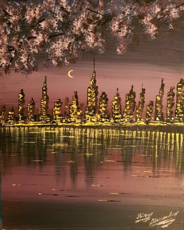 Painting titled "La città" by Alessandro Rizzo, Original Artwork, Acrylic