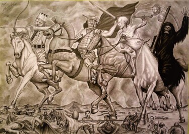 Desenho intitulada "I quattro cavalieri…" por Alessandro Rizzo, Obras de arte originais, Grafite