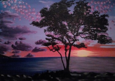 Painting titled "Il tramonto sul mare" by Alessandro Rizzo, Original Artwork, Oil