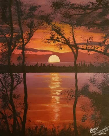 Painting titled "Tramonto" by Alessandro Rizzo, Original Artwork, Acrylic