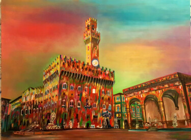 Painting titled "Palazzo vecchio" by Alessandro Rizzo, Original Artwork, Oil
