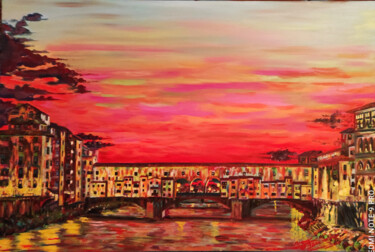 Painting titled "Ponte vecchio" by Alessandro Rizzo, Original Artwork, Oil