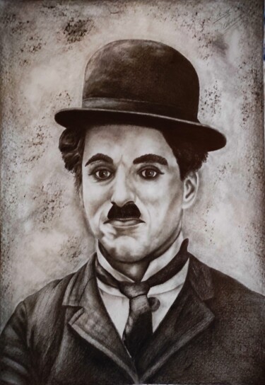 「Charlie Chaplin」というタイトルの描画 Alessandro Rizzoによって, オリジナルのアートワーク, グラファイト
