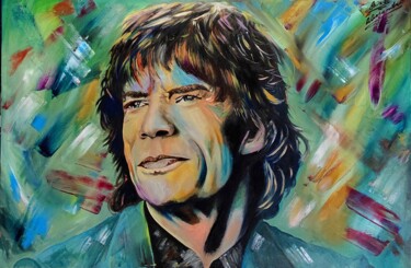 Pittura intitolato "Mick Jagger" da Alessandro Rizzo, Opera d'arte originale, Olio