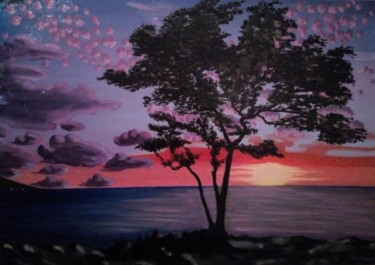 Peinture intitulée "Il tramonto sul mare" par Alessandro Rizzo, Œuvre d'art originale, Huile