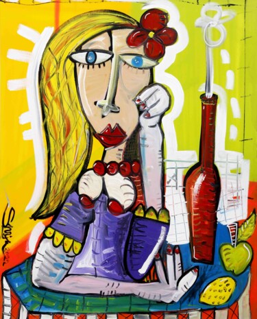 Pintura titulada "La Contadina" por Alessandro Siviglia, Obra de arte original, Acrílico Montado en Bastidor de camilla de m…