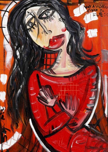 Painting titled "Voy a Volverme como…" by Alessandro Siviglia, Original Artwork, Acrylic Mounted on Wood Stretcher frame