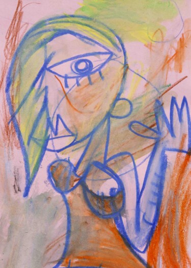 Drawing titled "Donna di Tendenza" by Alessandro Siviglia, Original Artwork, Pastel Mounted on Wood Panel