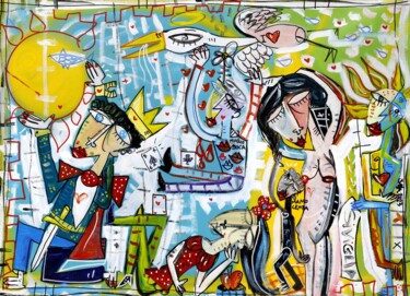 Pintura intitulada "Il Re Sole e la Bel…" por Alessandro Siviglia, Obras de arte originais, Acrílico Montado em Armação em m…