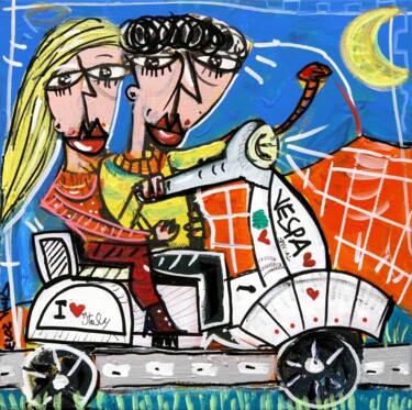 Pintura intitulada "Vespa Special" por Alessandro Siviglia, Obras de arte originais, Acrílico Montado em Armação em madeira