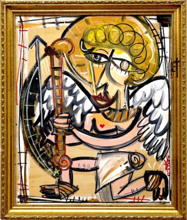 Painting titled "Cupido il Dio dell'…" by Alessandro Siviglia, Original Artwork, Acrylic Mounted on Wood Panel