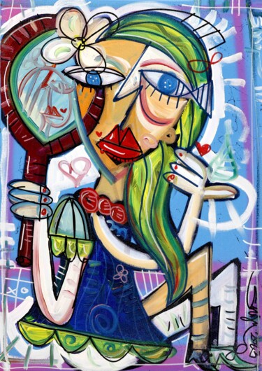 Painting titled "La Bella Donna" by Alessandro Siviglia, Original Artwork, Acrylic Mounted on Wood Stretcher frame