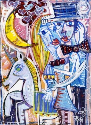 Pintura intitulada "Ti Bacio sotto l'Al…" por Alessandro Siviglia, Obras de arte originais, Acrílico Montado em Armação em m…