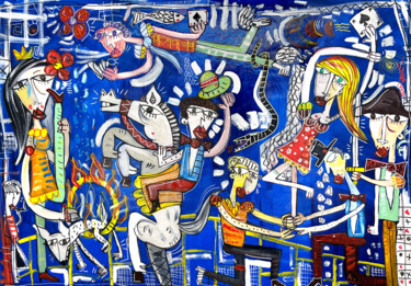 Картина под названием "Il Circo dei Sogni" - Alessandro Siviglia, Подлинное произведение искусства, Акрил Установлен на Дере…