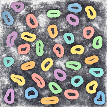 Painting titled "Donuts" by Alessia Lu, Original Artwork, Acrylic Mounted on Wood Stretcher frame