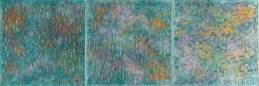 Картина под названием "Metallic Rainbow" - Alessia Lu, Подлинное произведение искусства, Акрил Установлен на Деревянная рама…