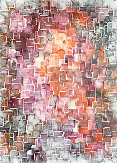 Картина под названием "Red Melange" - Alessia Lu, Подлинное произведение искусства, Акрил Установлен на Деревянная рама для…