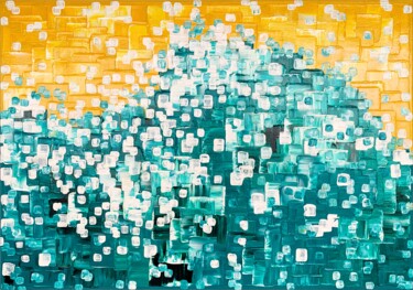 Картина под названием "Wave" - Alessia Lu, Подлинное произведение искусства, Акрил Установлен на Деревянная рама для носилок