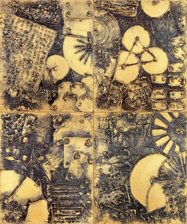 Ζωγραφική με τίτλο "Mechanisms" από Alessia Lu, Αυθεντικά έργα τέχνης, Ακρυλικό Τοποθετήθηκε στο Ξύλινο φορείο σκελετό