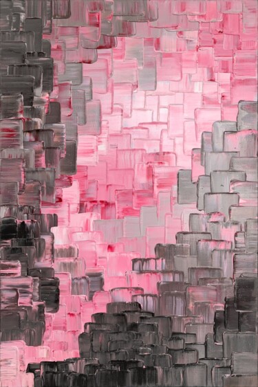 Painting titled "Birth of Pink" by Alessia Lu, Original Artwork, Acrylic Mounted on Wood Stretcher frame