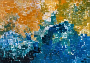Peinture intitulée "Evening Ocean" par Alessia Lu, Œuvre d'art originale, Acrylique Monté sur Châssis en bois