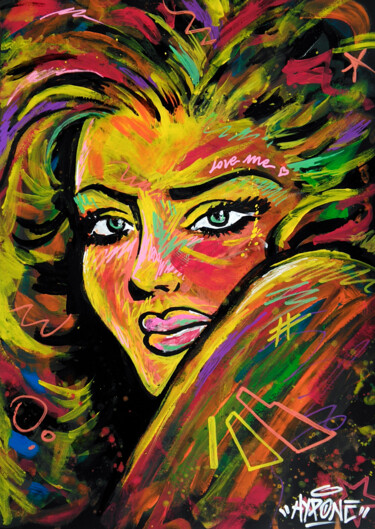 Painting titled "Love me" by Alessio Hassan Alì (Hipo), Original Artwork, Acrylic