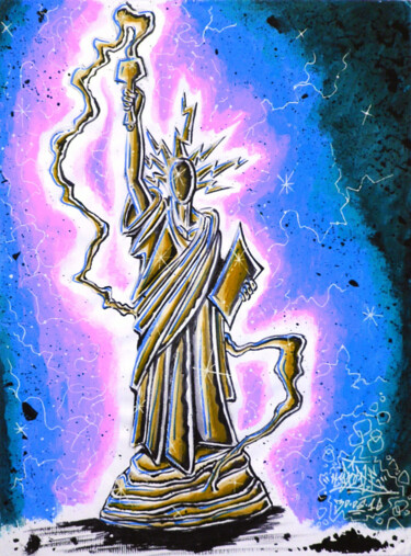 Digital Arts titled "Statue of liberty -…" by Alessio Hassan Alì (Hipo), Original Artwork, 2D Digital Work
