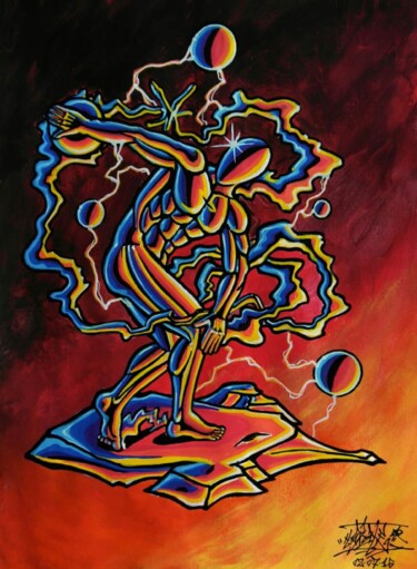 Painting titled "Discobolus - The to…" by Alessio Hassan Alì (Hipo), Original Artwork, Acrylic
