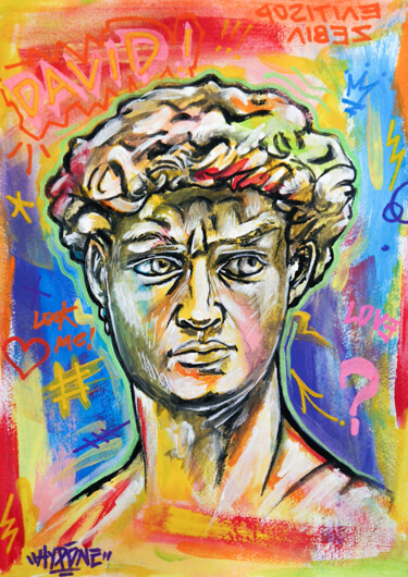 Schilderij getiteld "The David in love?" door Alessio Hassan Alì (Hipo), Origineel Kunstwerk, Acryl