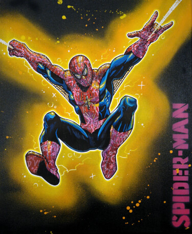 Painting titled "Energy Spider man" by Alessio Hassan Alì (Hipo), Original Artwork, Acrylic