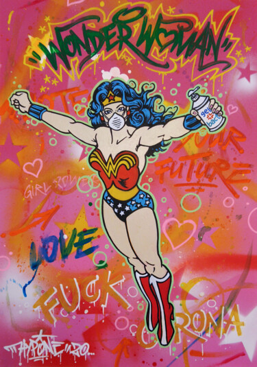 Painting titled "Wonder woman - Prot…" by Alessio Hassan Alì (Hipo), Original Artwork, Acrylic