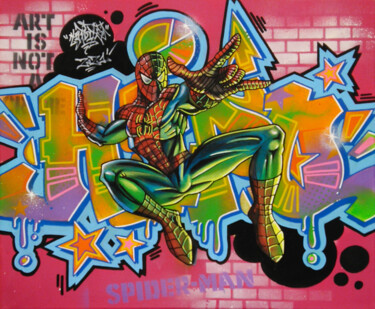 Peinture intitulée "Graffiti Spiderman" par Alessio Hassan Alì (Hipo), Œuvre d'art originale, Bombe aérosol
