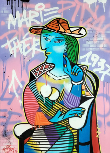 Pittura intitolato "Hipo x Picasso - Ma…" da Alessio Hassan Alì (Hipo), Opera d'arte originale, Spray Montato su Telaio per…
