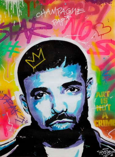 Painting titled "Drake" by Alessio Hassan Alì (Hipo), Original Artwork, Spray paint