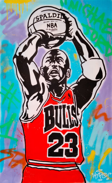 Painting titled "Michael Jordan" by Alessio Hassan Alì (Hipo), Original Artwork, Spray paint